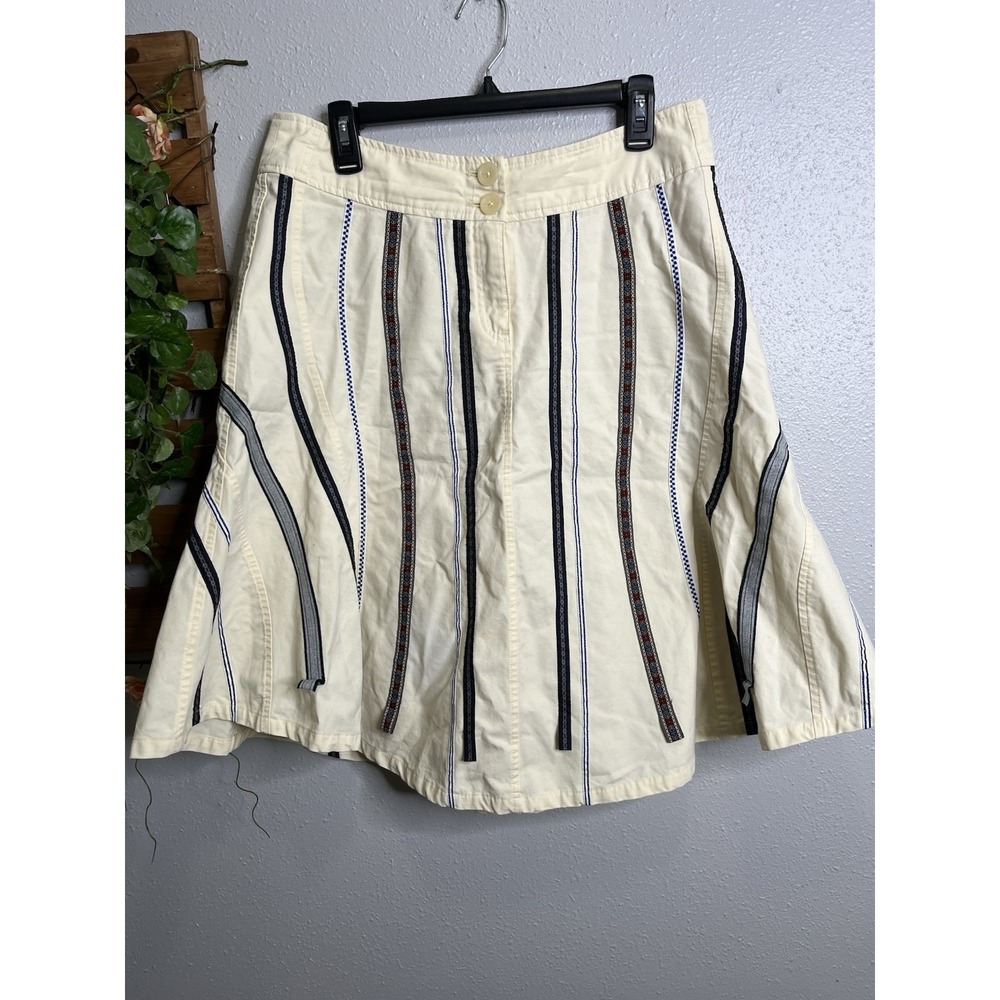 Oilily Multicolor Satin Ribbon‎ Stripe A-Line Skirt Sz 38 / 8 Cotton Silk Y2K